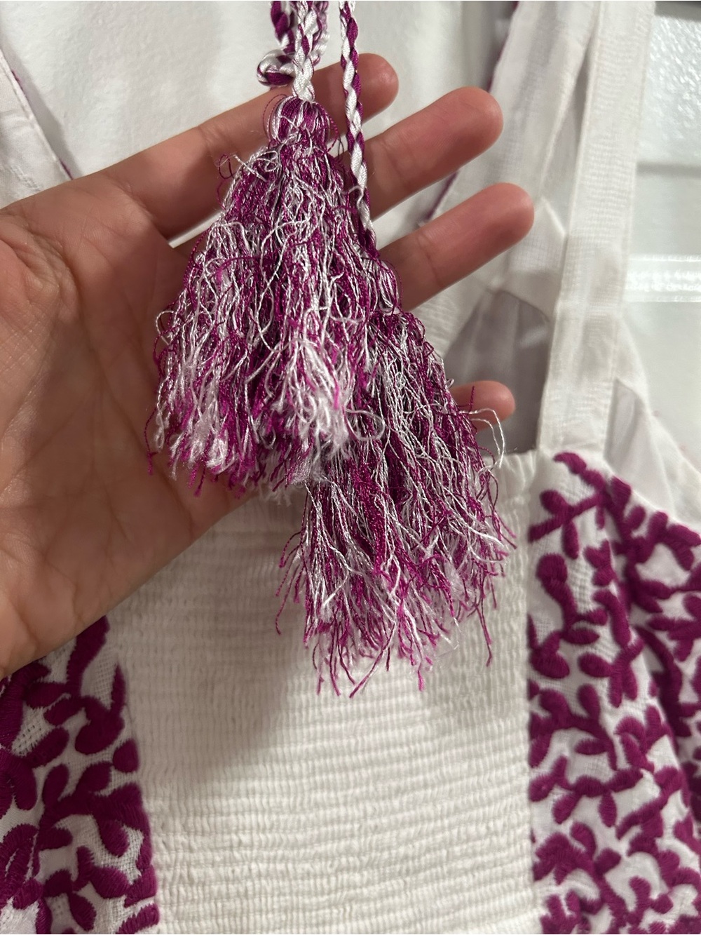 Anthropologie White Maxi Dress with Pink Embroidered Bodice - Picture 11 of 12